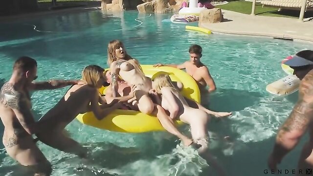 shemale orgy pool party